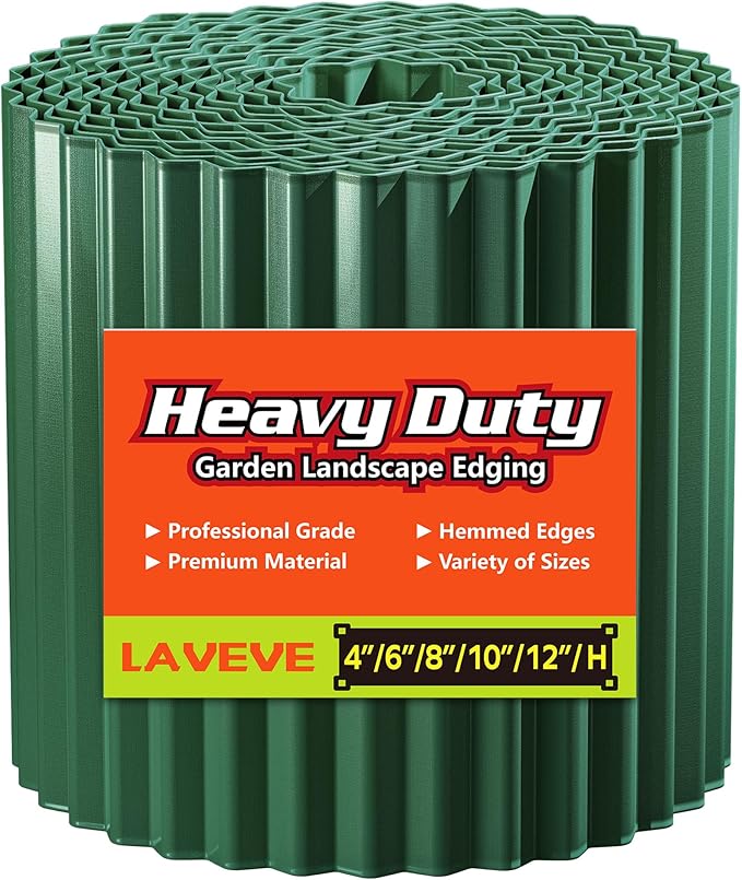 Corrugated Metal Garden Edging 8" x 20Ft, Landscape Edging Border for Lawn, Flower Bed, Garden Fence, Paver Edging (Green)