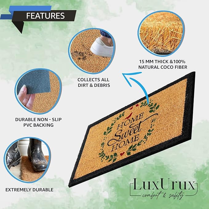 LuxUrux Welcome Mats Outdoor Coco Coir Doormat, with Heavy-Duty PVC Backing - Natural - Perfect Color/Sizing for Outdoor/Indoor uses. (24 x 36 Inch, 500-9)