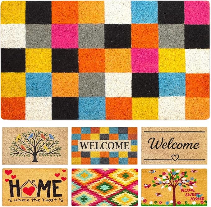 Coir Door mats Outdoor, Door mat Outside Entrance, Welcome mat Indoor, Doormat Outdoor, Funny Door mats Outside, Coir Doormat 16"x27.5" (Squares)