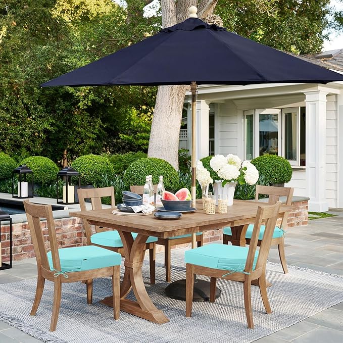 Topotdor Outdoor Chair Cushions Set of 2, 17"x16"x2" Waterproof Patio Chair Cushions for Outdoor Furniture, Round Corner Outdoor Seat Cushions Color Fastness Chair Pads with Ties, Teal