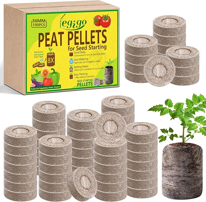 Legigo 100 Pcs 36mm Seed Starter Peat Pellets for Seedlings- Compressed Seed Starter Pods Seed Starting Pellets Plugs Soil Peat Pods for Starting Seeds, Garden Planting Herb Flower Vegetables