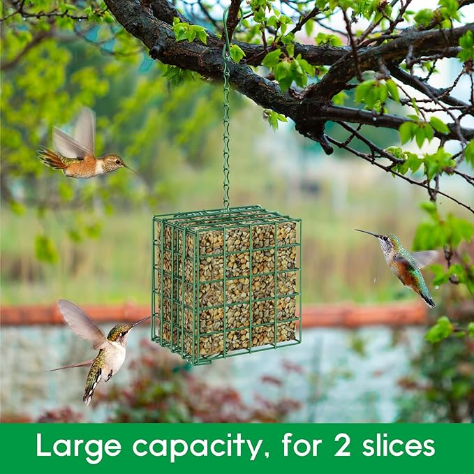 Bird Feeder for Outdoors, Large Capacity Suet Feeder Hanging Birdfeeder, 2 Slices Suet Cake Feeders fo Attracting Birds - Bird Feeder Hanging for Garden Yard Outside