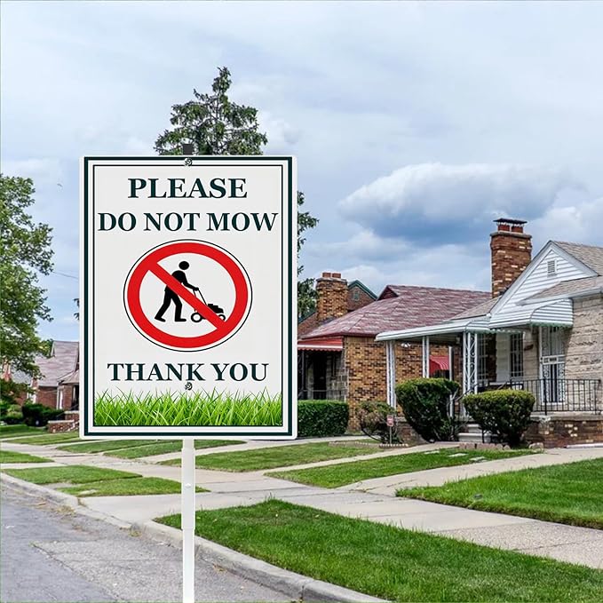 Do Not Mow Lawn Signs With Stakes Rustproof Reflective Aluminum No Mow May Do Not Mow Sign for Yard Stand Outdoor Decor 8x12 In