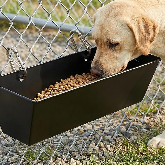 3 Pack 6 Quart Metal Goat Feeder & Duck Feed Trough, Heavy Duty Iron Livestock Manger with Drain Holes & Plugs, Chew-Proof Fence & Wall Hanging Bucket with Hardware for Sheep Piglets, Deer & Poultry