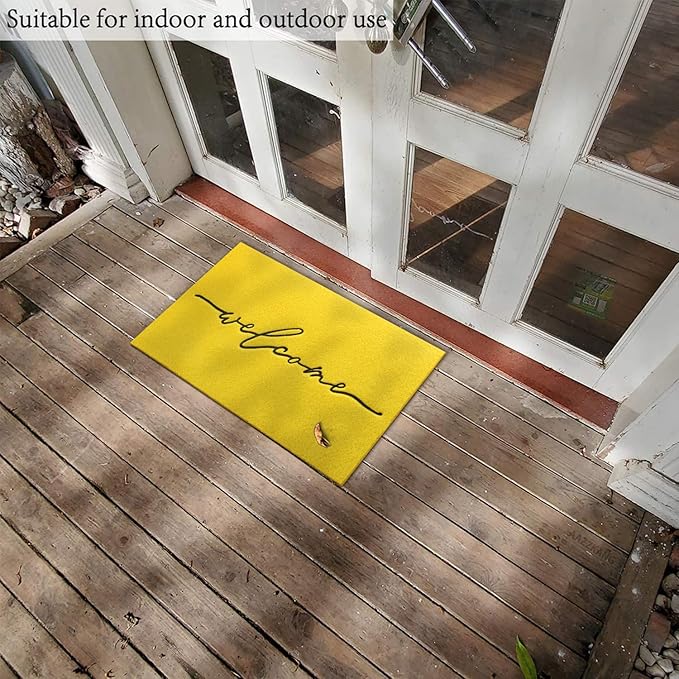 AAZZKANG Yellow Outdoor Mat Front Door Indoor Welcome Doormat Large 24"x36",Anti Slip Rubber Door Mat,Quickly Absorb Mud Easy to Clean Entrance Mats