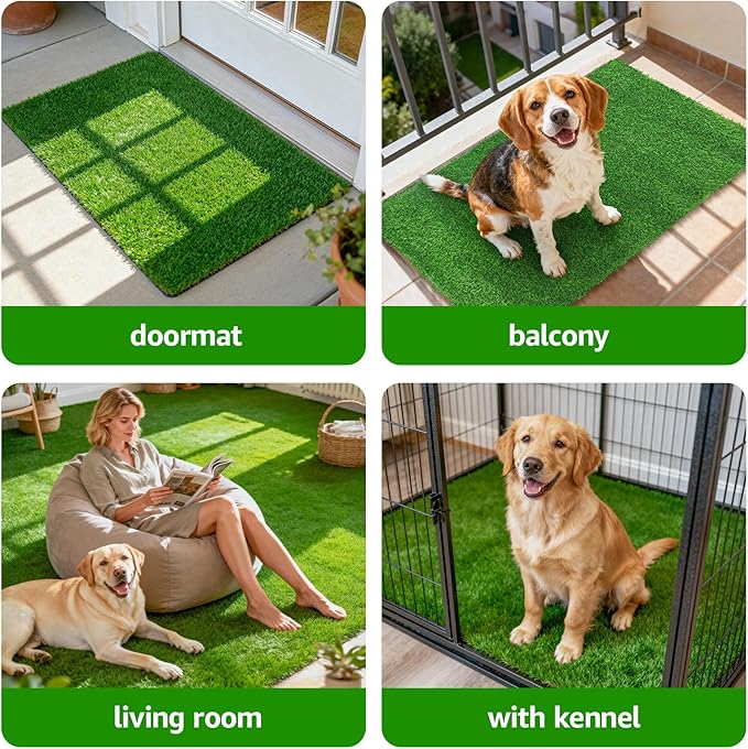 Artificial Turf Grass Outdoor: Grass Pad for Dogs Indoor Potty Training, Replacement Turf Rug for Patio Balcony Lawn Apartment Decoration, Easy to Clean with Drainage Holes(18x28 inch)