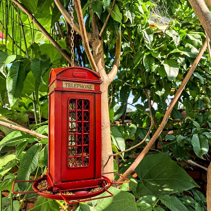 Berfutall-Metal Bird Feeders for Outdoors Hanging, Gravity Protection Squirrel-Proof Wild Birdfeeder，Mesh Hanging Feeder for Eaves, Balcony, Trees - Rotating Beacon, Ideal Gift for Bird Lovers (B)