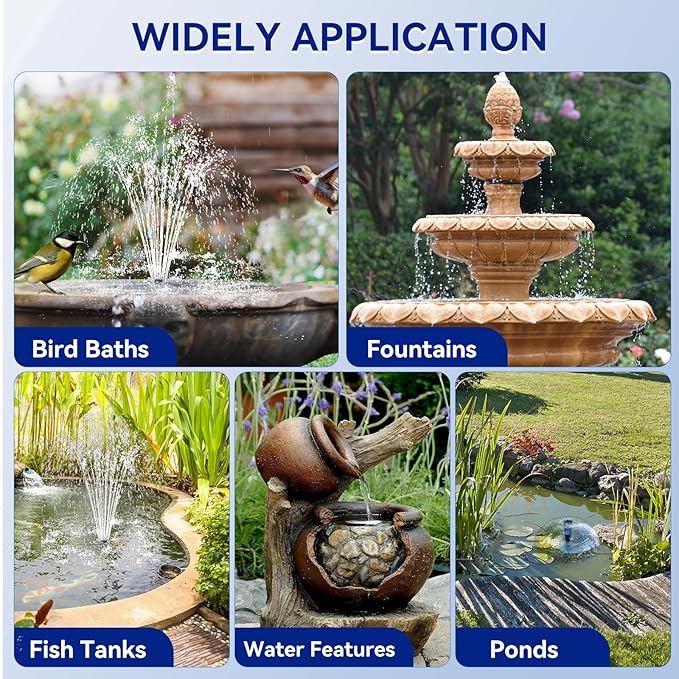 Antfraer Solar Fountain for Bird Bath, 8W Solar Water Fountain Pump with Dry-Run Protection & Double-Layer Nozzles, Solar Powered Fountain with 5Ft Tubing for Small Pond, Bird Bath, Water Feature-A108