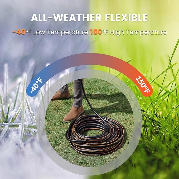 Giraffe Tools Garden Hose 5/8" x 15ft, Custom Length, No Kink, Flexible, Leakproof Water Hose, Male Female Fittings, 600 Burst PSI, 15ft, Black Orange