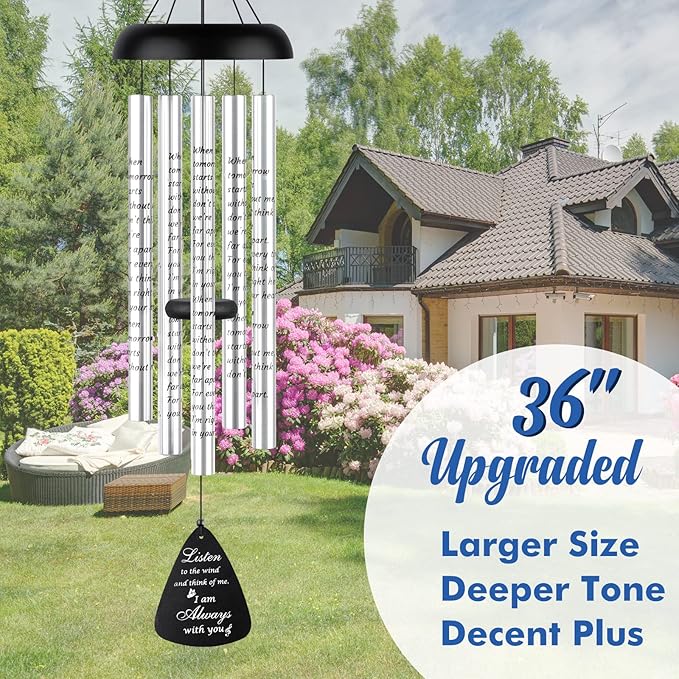 Sympathy Gift Wind Chimes for Outside - 36'' Large Memorial Wind Chimes for Loss of Loved One, Bereavement Gifts Windchimes in Memory of Loved One, Mother/Mom/Father, Condolence Remembrance Deep Tone