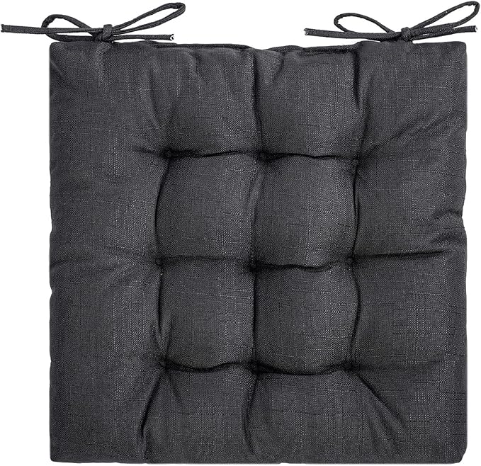 SQUARE MOON 4 Pack Chair Cushions, Seat Cushions, Chair Pads, Chair Mat for Indoor, Outdoor Dining Chair, Kitchen Chairs, Dining Room Chairs (16" × 16" × 4 Pack, Black)