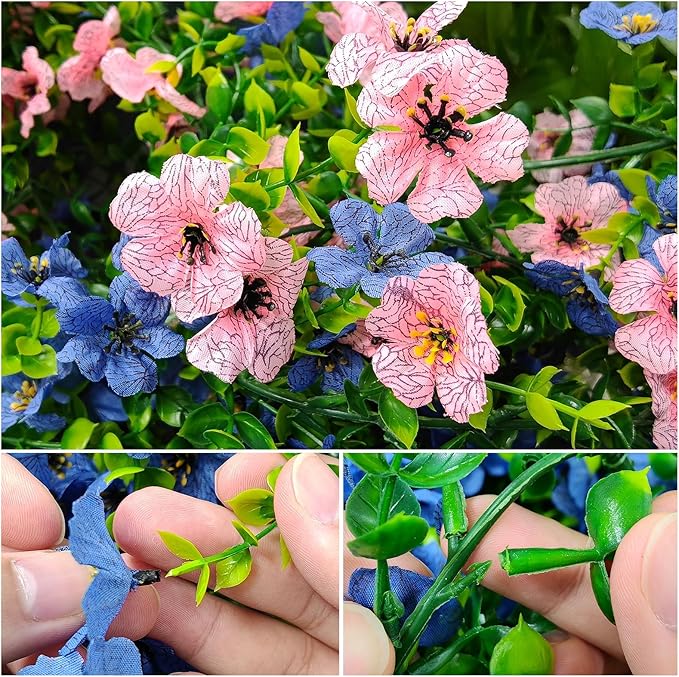 4 Pcs Faux Flowers Garland Plant, Artificial Vines Hanging Flowers Leaves Greenery Garland for Wedding Backdrop Arch Wall Decor, 6 Feet/pcs UV Resistant Indoor Outdoor