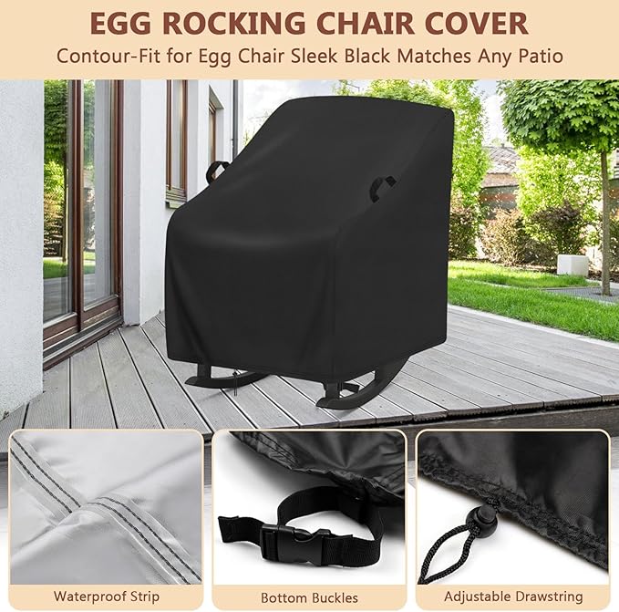 Outdoor Rocking Chairs Set of 2 Cover,Waterproof Covers for Porch Rocking Chairs(2-Pack),All Weather Protector Porch Rocker(35"L x 23"W x 42"H,2-Pcs)