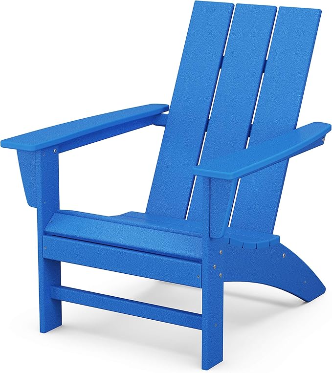 POLYWOOD AD420PB Modern Adirondack Chair, Pacific Blue, Durable High Density Polyethylene Construction, Easy Assembly, Waterproof, Comfortable Contoured Seat