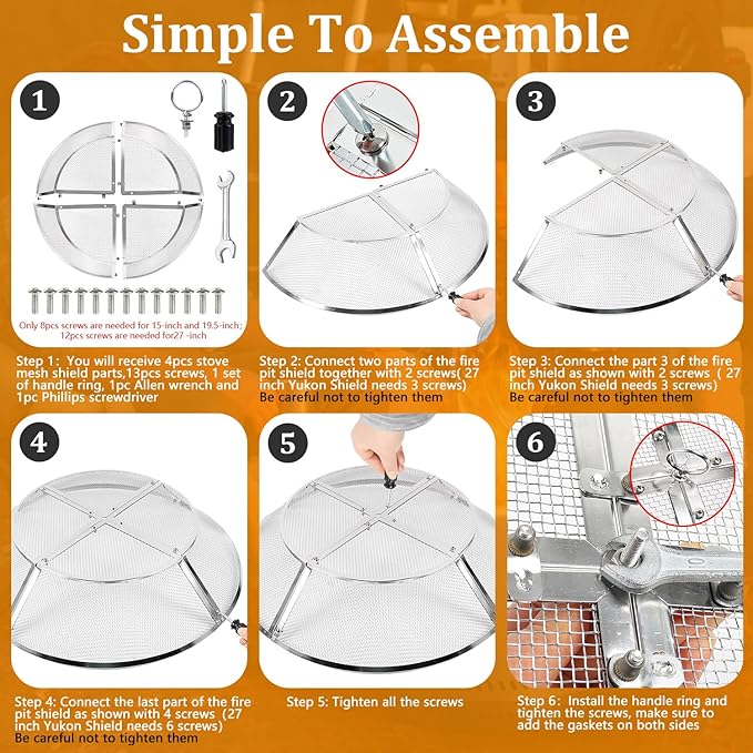 Fire Pit Spark Screen for Solo Stove Bonfire Shield 19.5inch,Stainless Steel Fire Pit Spark Cover Protector for Solo Bonfire,Fire Pits Mesh Screen Top Guard Outdoor Accessories Heavy Duty-Silver