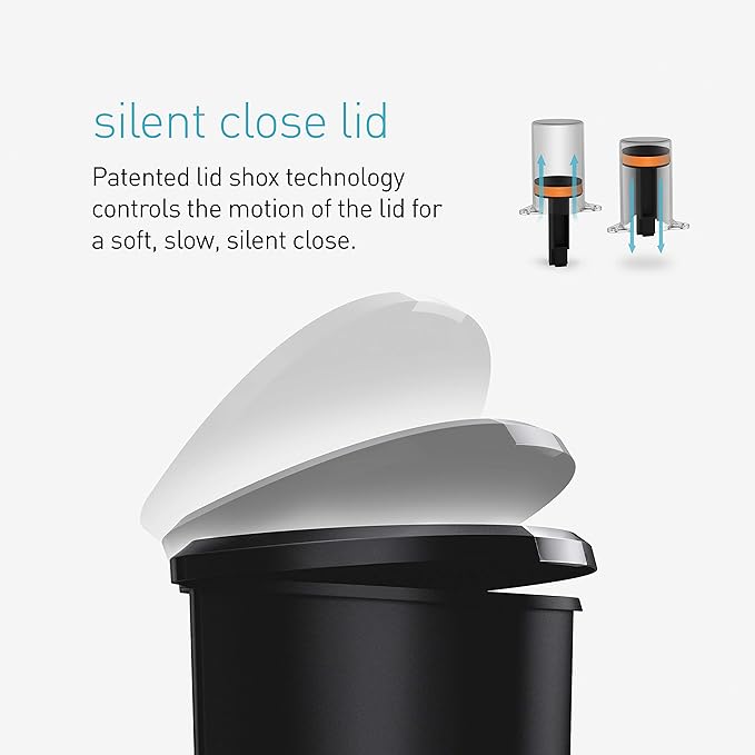 simplehuman 50 Liter / 13 Gallon Semi-Round Kitchen Step Trash Can with Secure Slide Lock, Mocha Plastic