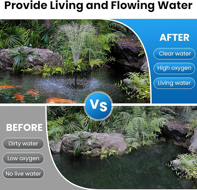 NFESOLAR Pond Filter with Pond Pump Fountain, All-in-one 660 GPH Pond Filter Fountain Kit with 3-Layer Filtration, UV Clarifier for Outdoor Ponds up to 2000 Gallon N2300