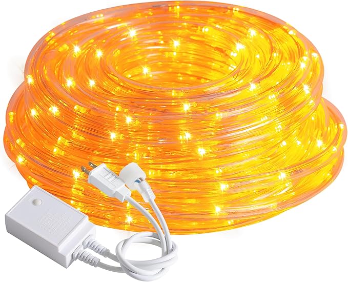 Waterproof LED Rope Lights, Connectable & Flexible with 8 Modes, Outdoor Lighting for Deck, Garden, Pool, Patio & Christmas Decor (Orange, 20ft)