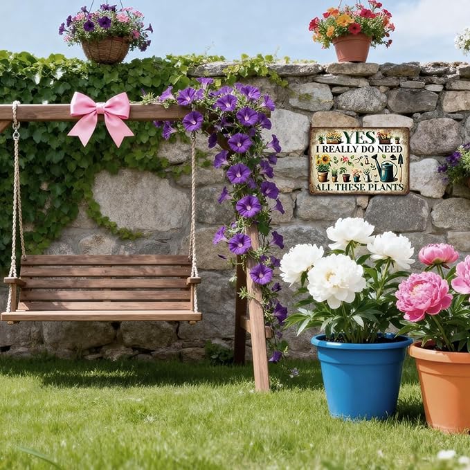 KLFHS Gardening Gifts, Garden Metal Wall Art Decor Yard Art Yard Signs Greenhouse Accessories, Vintage Gardening Signs for Garden Greenhouse Patios Home Decor