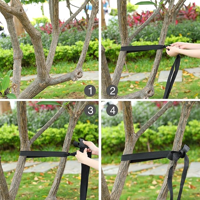Shappy Tree Tie Strap Garden Webbing Strap Garden Plant Supports Tree Tie Staking for Outdoor Use, Plant Supports, Grafting, Straightening Supplies(Black,295 Feet x 1.5 Inch)
