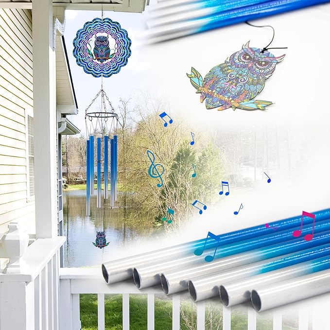 Wind Chimes with Owl Wind Spinner, Gifts for Men, Women, Retirement, Teacher, Parents - Outdoor Hanging Decor Clearance for Garden, Patio, Backyard Or Porch