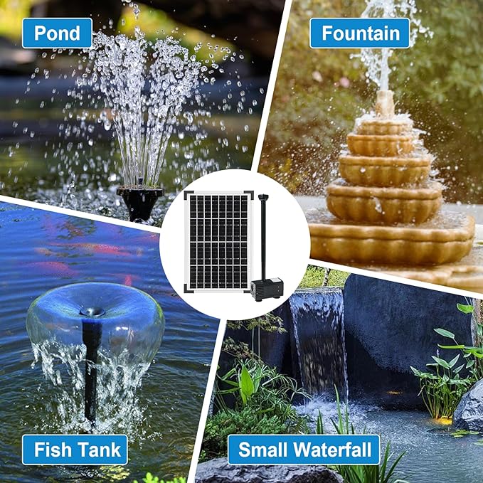 ECO-WORTHY Solar Fountain Water Pump Kit 12 W, 196 GPH+ 12 Watt Solar Panel Submersible Powered Pump for Small Pond, Garden Decoration, Pool, Birdbath(Need Sunlight) Black