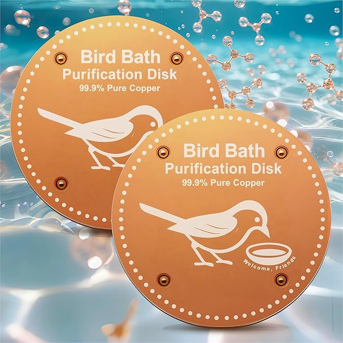 Bird Bath Purification Disk Pure Copper Outside Winter Solar Power Birdbath Wild Hummingbird Pedestal Fountain Cleaner Humming Feeder Cage Dispenser Bowl Ground Safe Garden Lover Women Gift