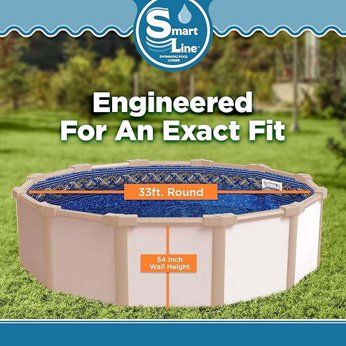 Smartline 33 ft Round Swimming Pool Liner | Mystri Gold | Unibead Style | 54 Inch Wall Height | 20 Gauge Heavy Duty Virgin Vinyl | Designed for Steel Sided Above Ground Pools