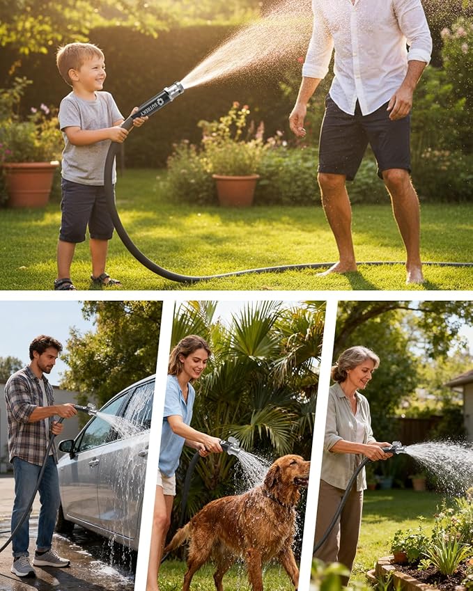 100ft Garden Hose, Ultra Lightweight All-Weather Water Hose, Durable & Flexible, Built-in Valve, Leak-free Connections, TPU Water Hose, Drinking Water Safe