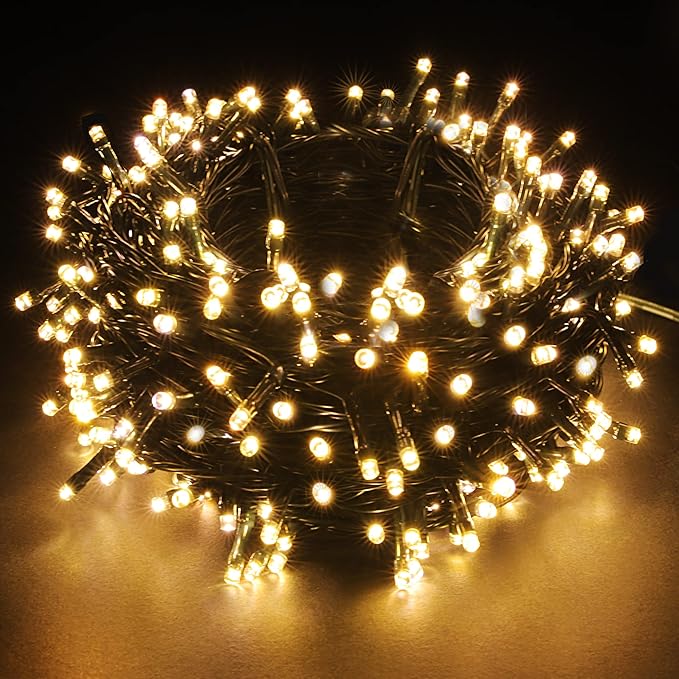 PMS 100-1000 LED Christmas Lights, Low Voltage Fairy String Lights with 8 Modes, Ideal for Xmax Tree, Garden, Home, Party, Halloween Festival Deco (Warm White, 500 LEDs)