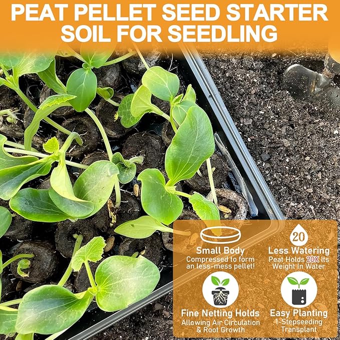 Legigo 200 Pcs 36mm Seed Starter Peat Pellets Pods for Seedlings- Compressed Seed Starting Pellets Seed Starter Pods Plugs Soil Peat Pods for Starting Seeds, Garden Planting Herb Flower Vegetables