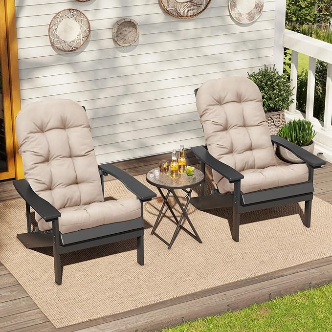 Crestlive 50x20x4 Inch Adirondack Chair Cushion, Outdoor Rocking Chair Cushions Water Resistant High Back Patio Chair Cushions Set of 2, Replacement Cushions，Beige