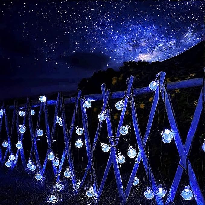 Solar String Lights, Small Crystal Ball Light，Outdoor String Light 60 LED 40ft 8 Lighting Modes Waterproof Solar Powered Patio Solar Light for Garden Yard Porch Wedding Party Decor (Pure White)