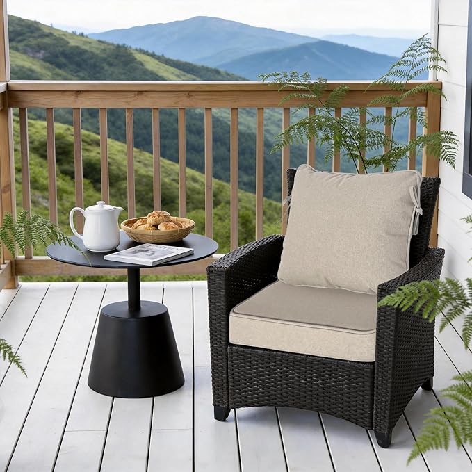 COZYVIDA 19"x19" Outdoor Universal Cushion Set of 1, Patio Cushions with Handles & Ties, Water-Proof Stain-Resistant UV-Resistant 1000+ Hrs,High Resilience Foam with YKK Zippers,Natural Linen-TPU
