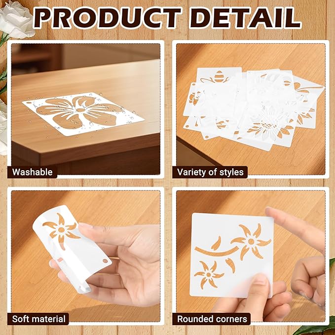 80 Pcs 3 Inch Stencils for Painting on Wood, Butterfly & Flower Stencils for Crafts Reusable Drawing Stencil for Kids Classroom Projects, Fabric Art, Wood Signs, Wall Murals