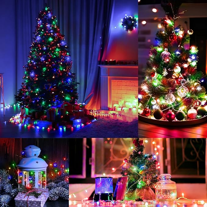 403 FT 1200 LED Christmas Fairy Lights Plug in Xmas Lights Outdoor Decorations Waterproof String Lights with Timer 8 Modes Memory Twinkle Lights for Holiday Wedding Party Garden-Multicolored