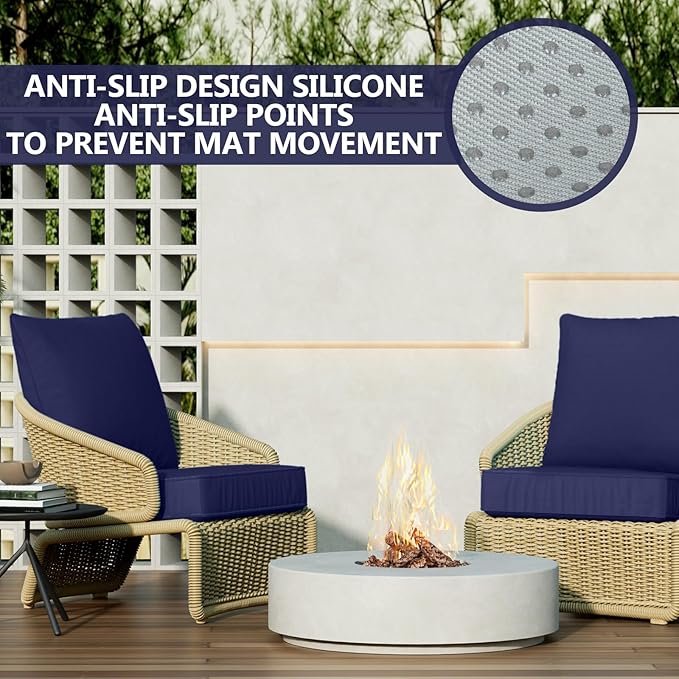 24" x 24" x 6" Outdoor Deep Seat Cushions Set - 2 Set Waterproof & Fade Resistant Patio Furniture Replacement Cushions, Non-Slip Outdoor Cushions Fit Loveseats, Couches, Chairs, and Sofas.