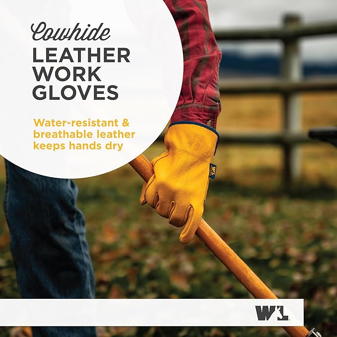 Wells Lamont Men’s Slip-On HydraHyde Full Leather Work Gloves | Water-Resistant | Extra Large (1168XL)