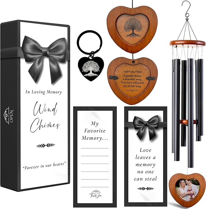 Memorial Wind Chimes for Outside, Personalized Sympathy Gift for Loss of Loved One, 32 Inch Memorial Wind Chimes for Mother Father Brother Sister