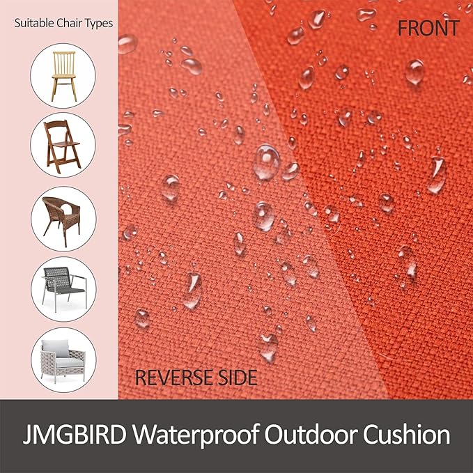 JMGBird 19x19 Outdoor Chair Cushions Set of 2 Water-Repellent Outdoor Seat Cushions 3-Year Color Fastness Outdoor Cushions for Patio Furniture