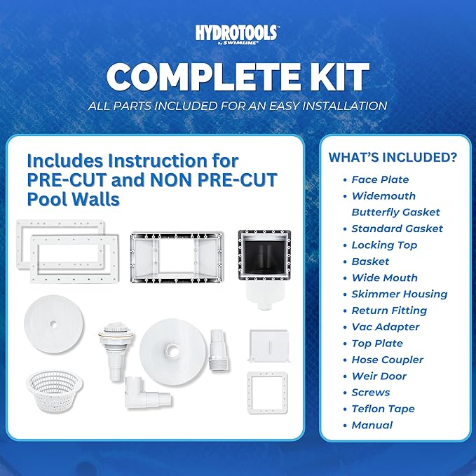SWIMLINE HYDROTOOLS Standard Wide Mouth Above Ground Pool Skimmer Kit | ABS Construction | Pool Skimmer | Wide Mouth | Snap-In & Removable Weir | Above Ground Pool Skimmer | Easy Basket Access