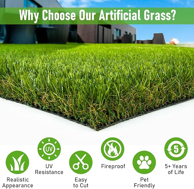 Artificial Grass Outdoor, 3x5 Ft Realistic Artificial Turf Grass Rug, Large Fake Grass for Dogs Indoor Outdoor Garden Lawn Landscape Patios Decoration