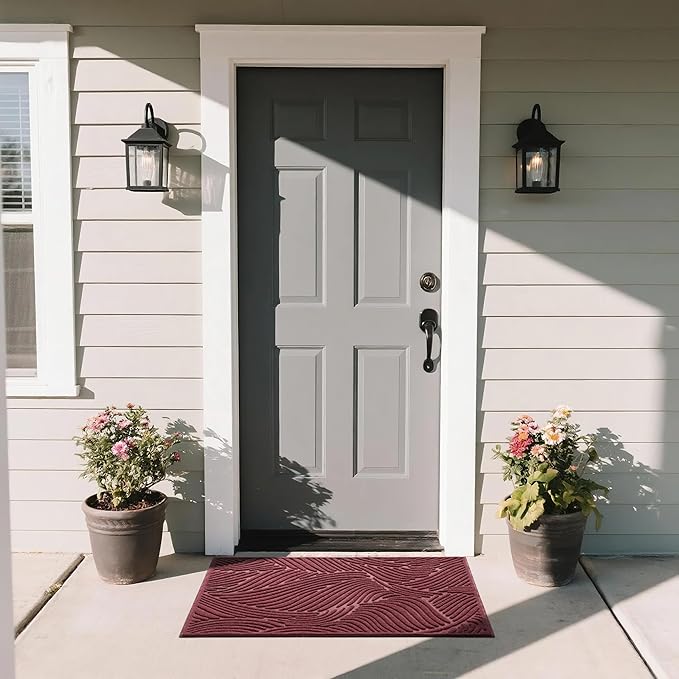 Yimobra Doormat Outdoor Entrance, Simple Stripes All-Weather Waterproof & Non-Slip Mat for Front Door, Heavy Duty Welcome Mat for Indoor, Garage, Patio-36x24, Red