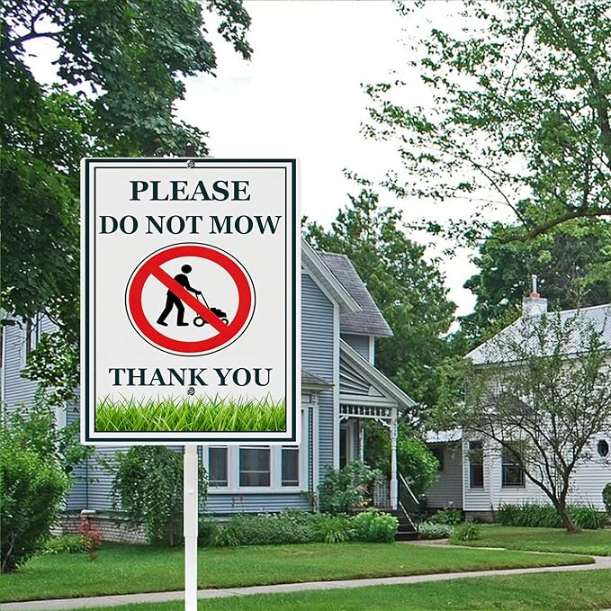 Do Not Mow Lawn Signs With Stakes Rustproof Reflective Aluminum No Mow May Do Not Mow Sign for Yard Stand Outdoor Decor 8x12 In