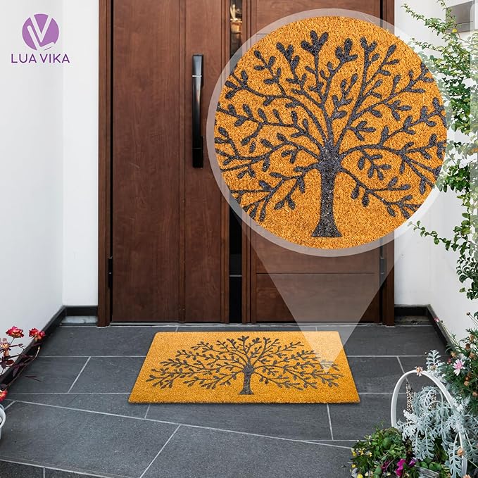 Coir Doormat, 16''x27.5'', Tree of Life, Outdoor Indoor Welcome Mat for Home Entrance