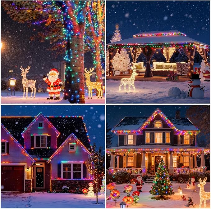 SOLARBABY Solar Christmas Lights Outdoor,142Ft 400 LED Crystal Beads Solar String Lights with Remote,19 Mode Christmas Light Solar Power Waterproof for Garden Patio Xmas Tree Christma Decor,Multicolor