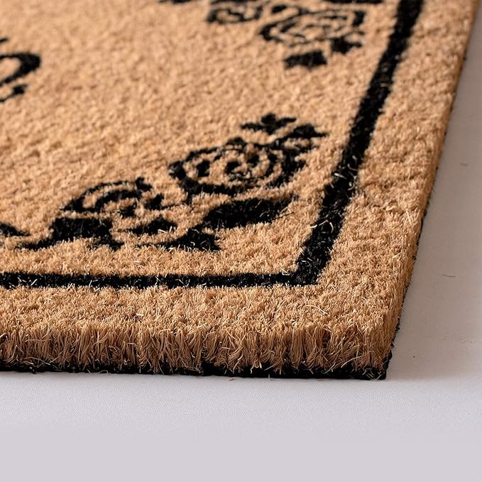 LuxUrux Welcome Mat Outdoor Coco Coir Doormat, with Heavy-Duty PVC Backing - Natural - Perfect Color/Sizing for Outdoor/Indoor uses. (17 x 30, Birch - Welcome Home)