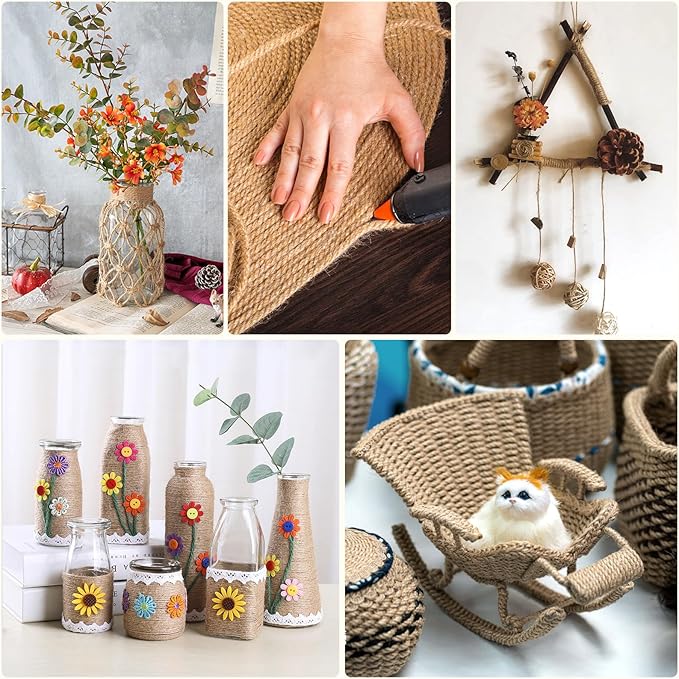 Jute Twine String - 328ft 6mm Eco-Friendly Heavy-Duty Cord for Crafts,Industrial Packaging & Garden | Natural Fiber Rope for DIY Decor,Bundling & Cat Scratchers