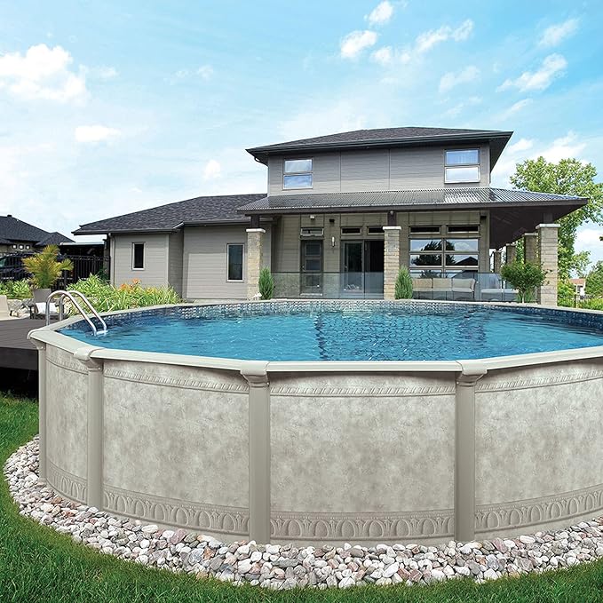 Aquarian Steel-Frame Above-Ground Pool Kit w/Pump & Leaf Skimmer, Venetian, 21'