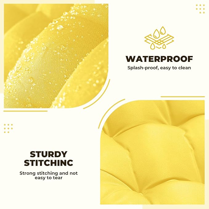 Wicker Chair Cushions of 5 Pieces, Waterproof Outdoor Loveseat Cushion for Wicker Furniture, 1 Love Seat Cushion, 2 U-Shape and 2 Lumbar Pillows for Patio Furniture (Yellow)
